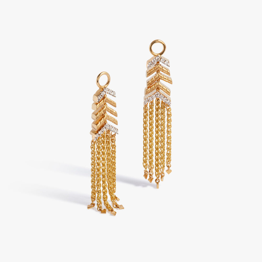 Deco Shimmy 18ct Yellow Gold Diamond Earring Drops | Annoushka jewelley